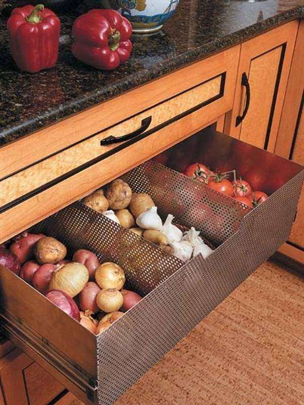 Металлический перфорированный ящик для овощей