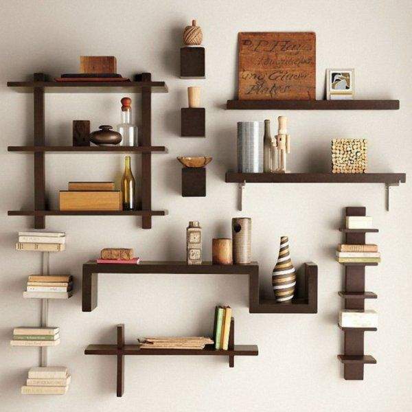 Деревянные полки на стену для книг и декора