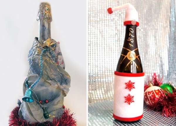 Как украсить бутылку шампанского к Новому году