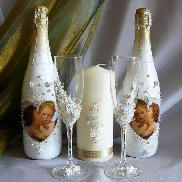 Украшение для бутылок на свадьбу/для шампанского на рождение ребенка/одежда на бутылку