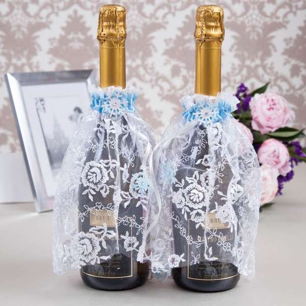 Как украсить свадебную бутылку шампанского - идеи своими руками