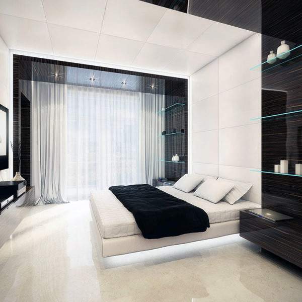 Дизайн зала в квартире в стиле хай тек в черно-белых тонах