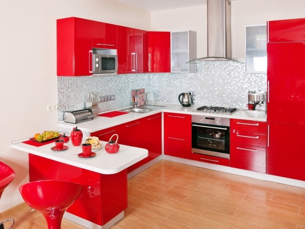 Красная кухня фото 5