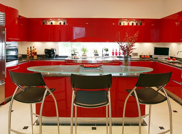 Кухня в красных тонах фото 24