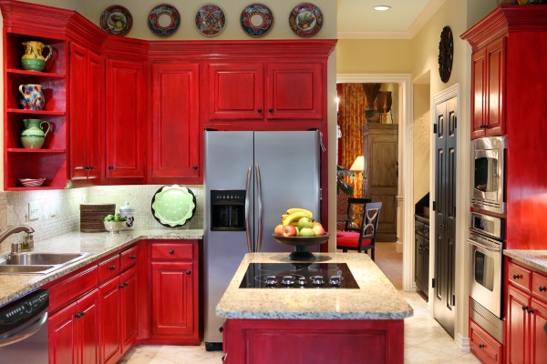Красная кухня фото 10