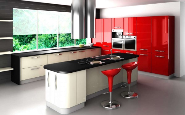 Красно черная кухня дизайн фото 31