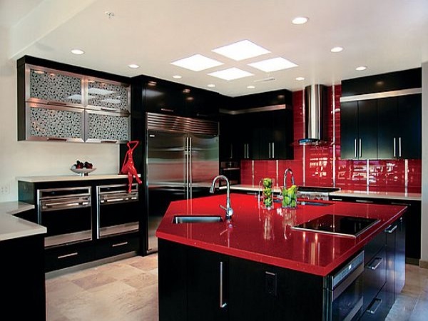 Красно черная кухня дизайн фото 33