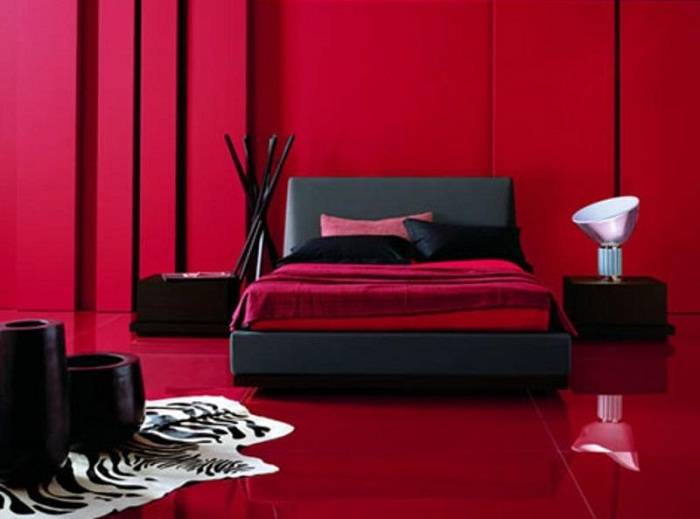 дизайн черно красной спальни, фото 21