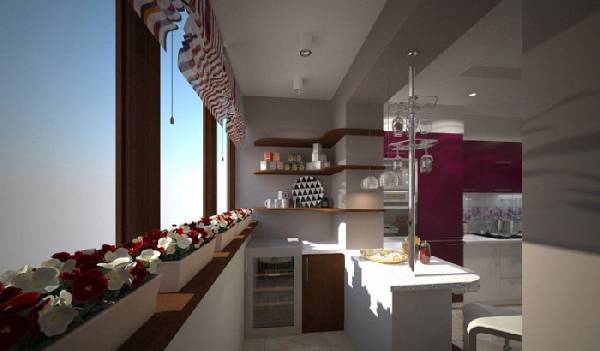 дизайн кухни с балконом, фото 3