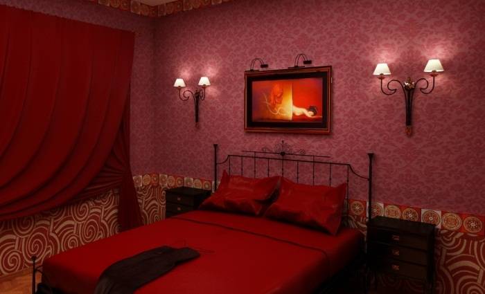 дизайн красной спальни, фото 30