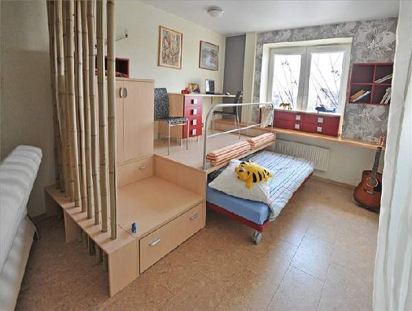 интерьер однокомнатной квартиры с ребенком зонирование фото, фото 44