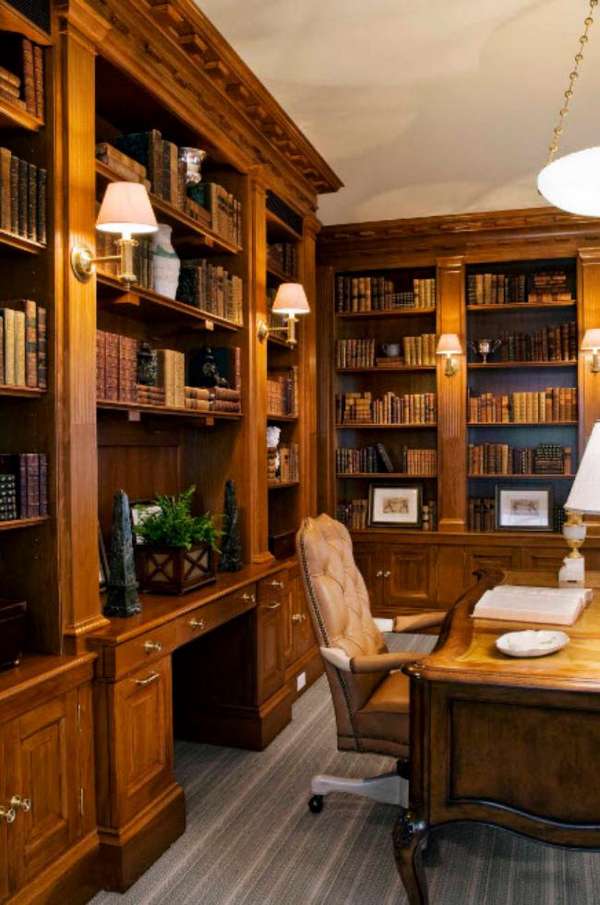 Книжный шкаф и библиотеки для дома — 50 фото в интерьере