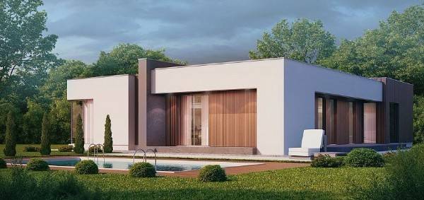 1 svetlyiy fasad odnoetazhnogo doma v stile minimalizm