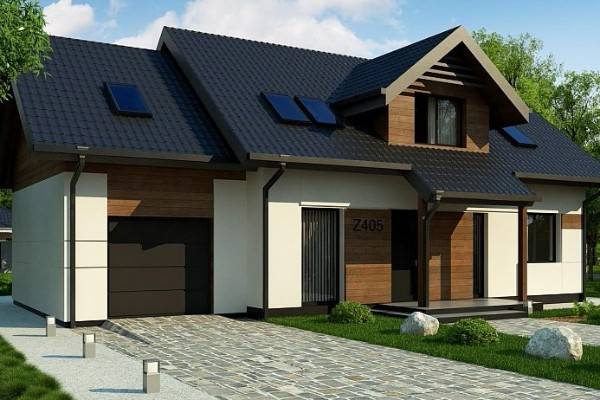 44 dizajn fasada odnoetazhnogo doma s temnoj kryshej