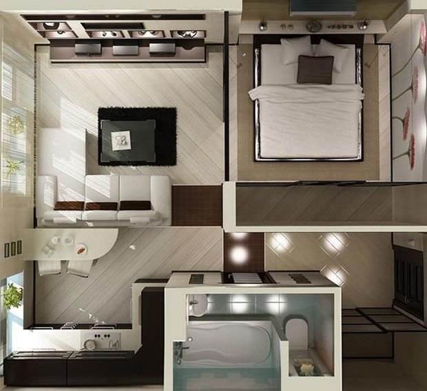 Дизайн однокомнатной квартиры: главная задача – как использовать площадь