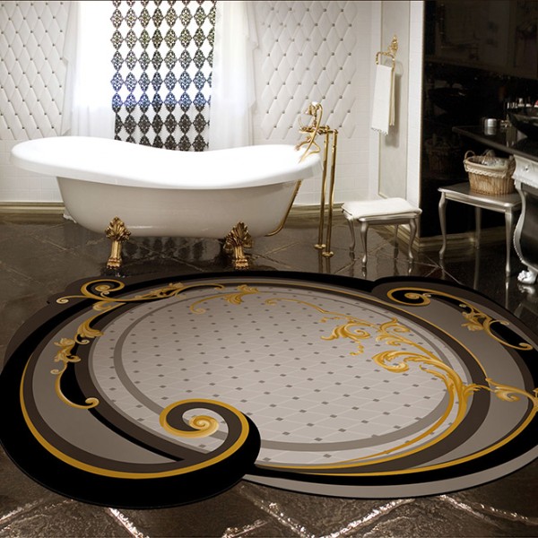 оригинальный ковёр на полу в роскошной ванной