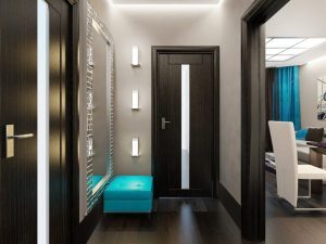 дизайн коридора в квартире в серо-коричневых тонах