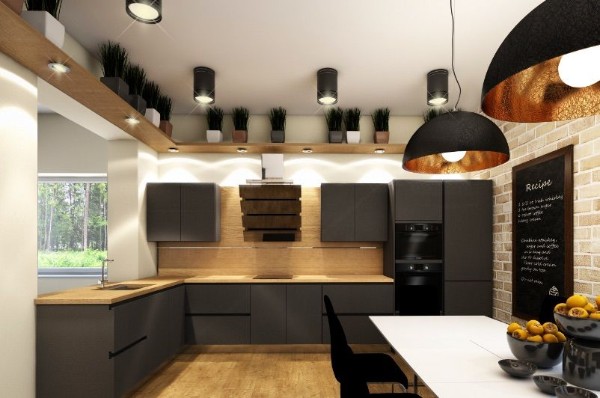 фасад кухни коричневого цвета лофтовый дизайн 
