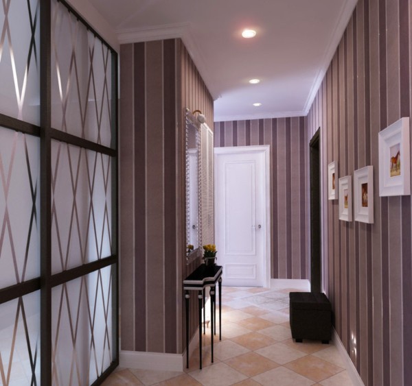 полосатые обои в коридоре дизайн фото в квартире 