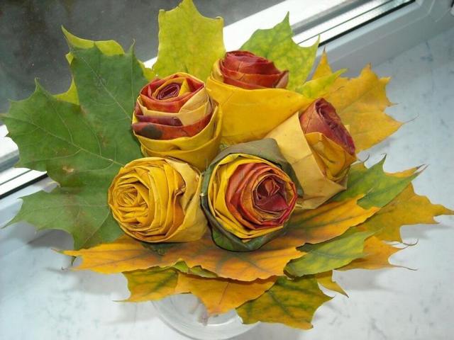 осенняя композиция из природных материалов своими руками розы
