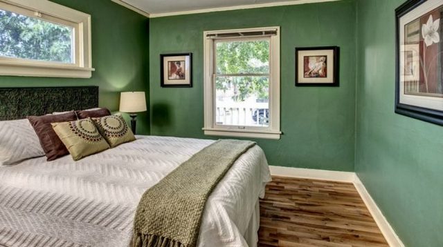 хвойный зелёный цвет для дизайна спальни 