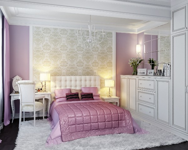 сочетание цветов в интерьере спальни розовый с белым