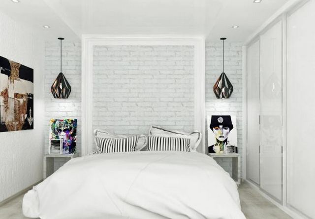 белая спальня в скандинавском стиле маленькая 