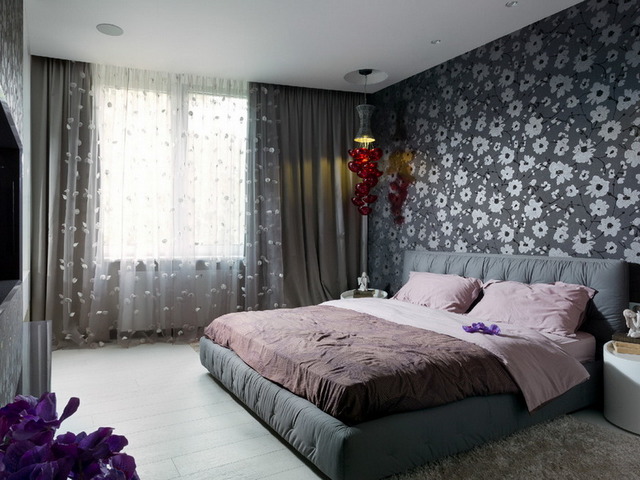 сочетание цветов в интерьере спальни серый цвет фото 