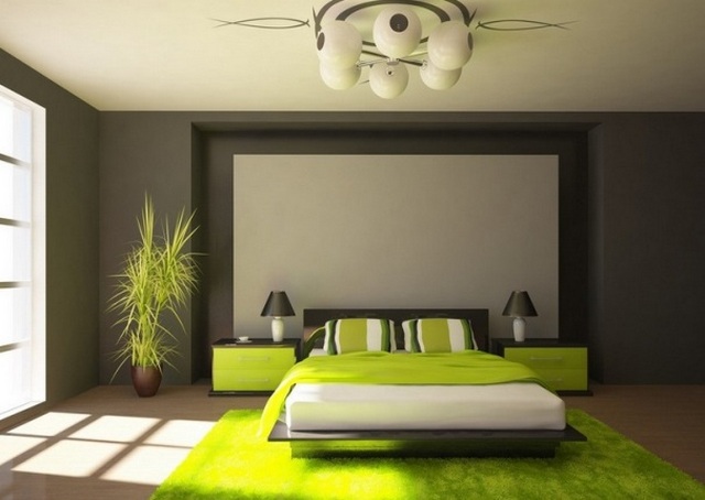 спальня в зелёном цвете 