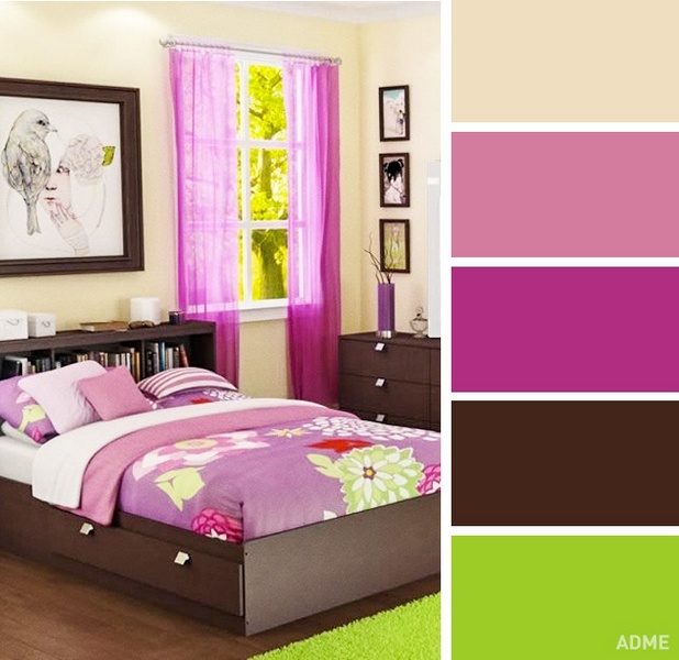 цвета в интерьере спальни яркий