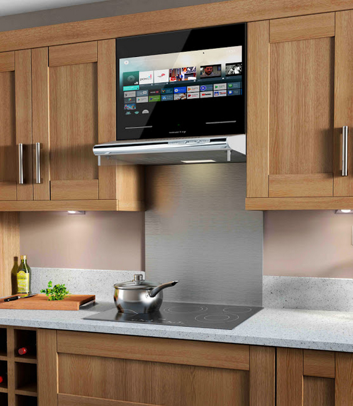 телевизор на кухне варианты размещения на кухонную мебель