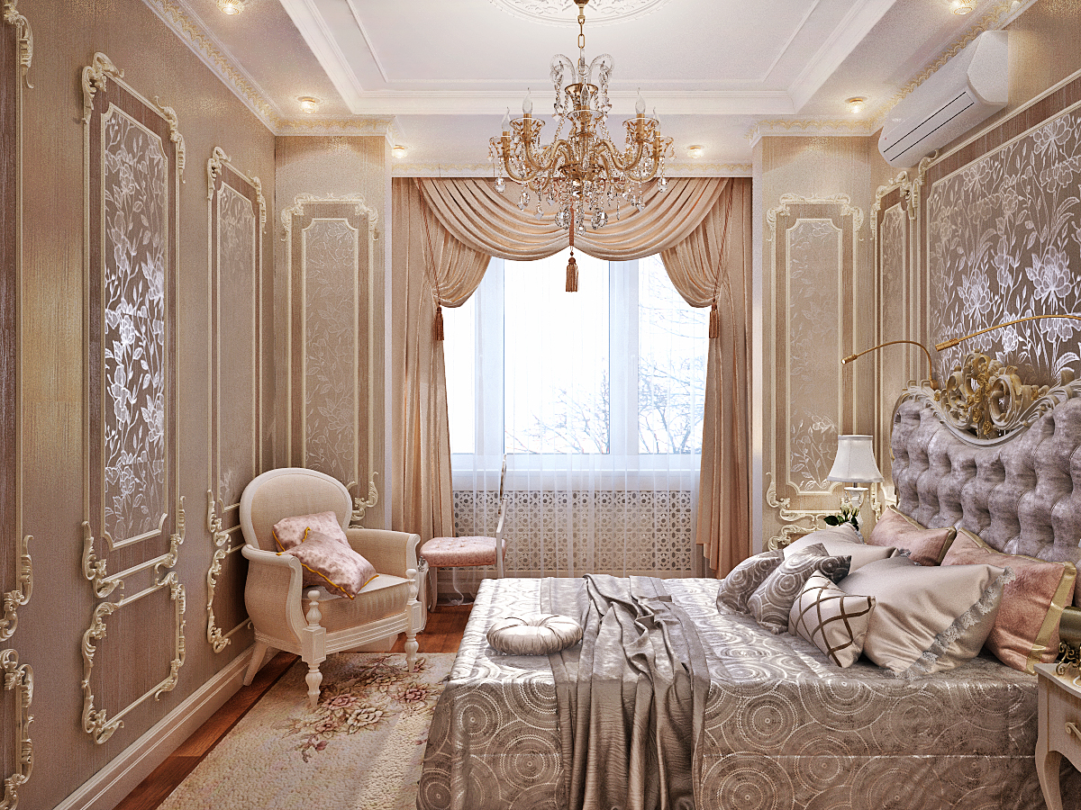 роскошная спальня в классическом стиле 