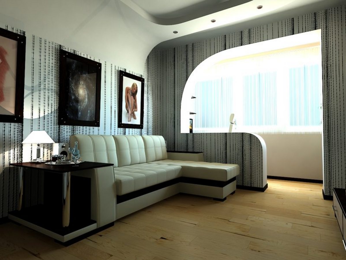 дизайн гостиной комнаты с балконом фото примеры
