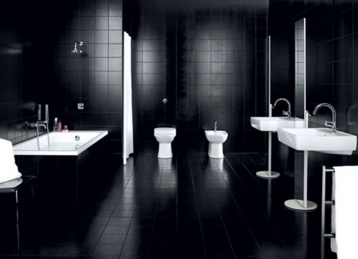 чёрный цвет в интерьере ванной комнаты 