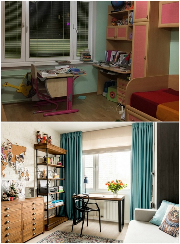 бюджетный ремонт квартиры фото до и после кабинет